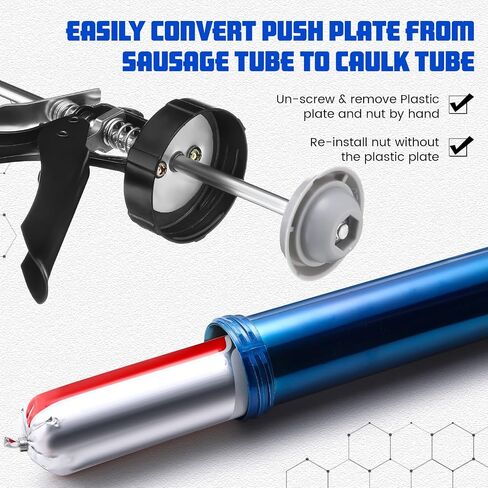 Lasnten 2 Pack Sausage Caulk Gun 20 Oz Sausage Sausage Cauleding Gun Cordless Clork With 4 Vohsles ، 18: 1 Thrust ، Aleuminum Sealant Hand Caulk Gun Kit للمقاولين in Kuwait