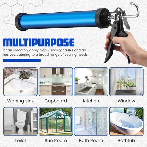 Lasnten 2 Pack Sausage Caulk Gun 20 Oz Sausage Sausage Cauleding Gun Cordless Clork With 4 Vohsles ، 18: 1 Thrust ، Aleuminum Sealant Hand Caulk Gun Kit للمقاولين in Kuwait