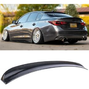 Rear Roof Spoiler Compatible with 2014-2024 Infiniti Q50, JDM Style Duckbill Fits for 14-24 4 Door Sedan, Exterior High Kick Splitter Wing Lip (Glossy Black) in Kuwait