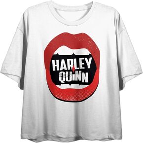 DC Comic Villain Harley Quinn Lips Juniors White Crop Top Graphic Tee in Kuwait