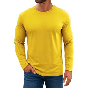 KINGFEN Men's Crewneck T-Shirt Long Sleeve Cotton Casual Pullover Basic Tee Shirts in Saudi Arabia