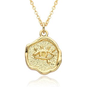 Dainty Necklace Initial Necklace For Women Round Moon star Clover Pendant Chain Coin Necklaces in Saudi Arabia
