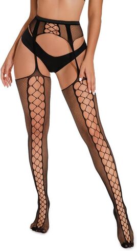 Fishnet Stockings for Women Sexy See Through Fishnets Tights Sheer Mesh Thigh High Stockings Garter Belt Suspender Pantyhose in Saudi Arabia