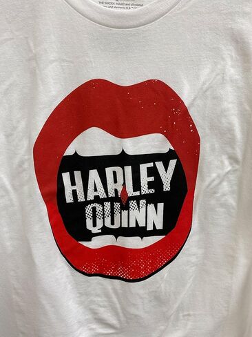 DC Comic Villain Harley Quinn Lips Juniors White Crop Top Graphic Tee in Kuwait