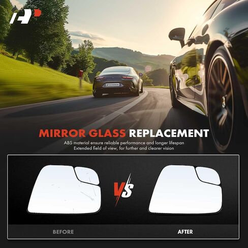 A-Premium Left Driver Side Non-Heated Mirror Glass with Backing Plate - Compatible with Nissan NV200 2015-2021 & Chevrolet City Express 2015-2018 - Exterior Side View Flat Mirror in Saudi Arabia