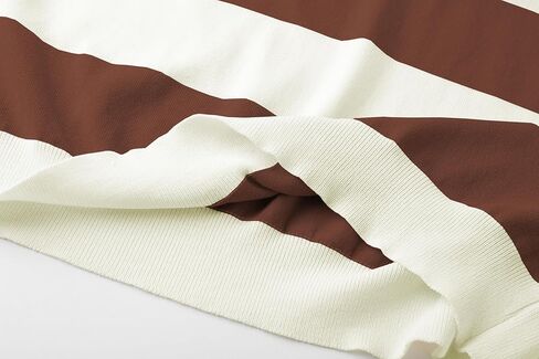 سترة نسائية مخططة من DAIMIDY بأكمام قصيرة ورقبة دائرية وبلوزة محبوكة بألوان متعددة in Kuwait