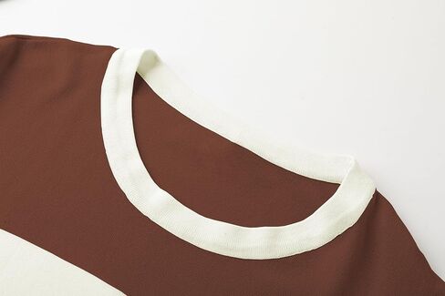 سترة نسائية مخططة من DAIMIDY بأكمام قصيرة ورقبة دائرية وبلوزة محبوكة بألوان متعددة in Kuwait