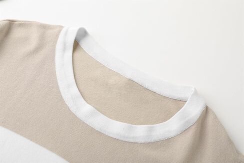 DAIMIDY Women's Striped Sweater Short Sleeve Crew Neck Color Block Knit Blouse Pullover Tops in Kuwait