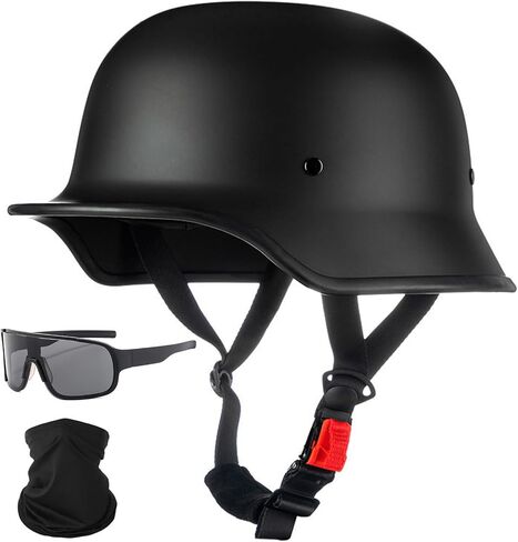 German Motorcycle Helmet DOT Approved Open Face Motorcycle Helmet Lightweight Low Profile Open Face Half Face Helmet Adult Men Women Vintage German Style Half Face Skull Cap Helmets,M-XXL in Saudi Arabia
