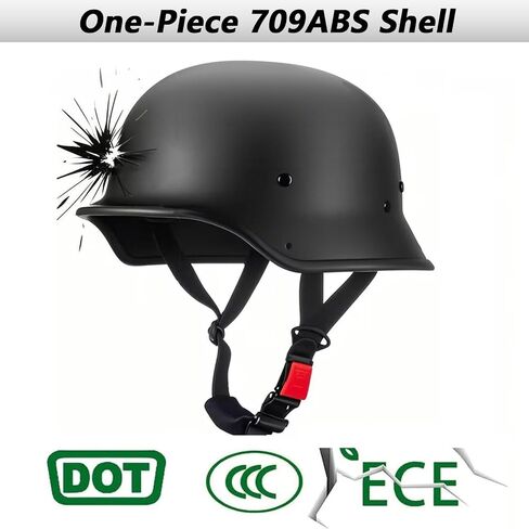 German Motorcycle Helmet DOT Approved Open Face Motorcycle Helmet Lightweight Low Profile Open Face Half Face Helmet Adult Men Women Vintage German Style Half Face Skull Cap Helmets,M-XXL in Saudi Arabia