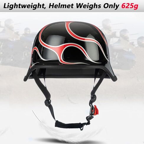 German Motorcycle Helmet DOT Approved Open Face Motorcycle Helmet Lightweight Low Profile Open Face Half Face Helmet Adult Men Women Vintage German Style Half Face Skull Cap Helmets,M-XXL in Saudi Arabia