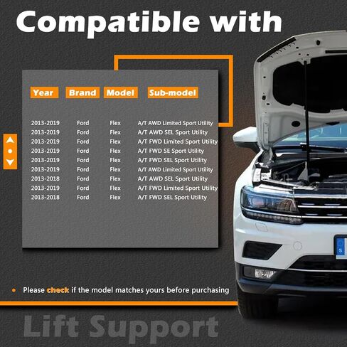 23.28 in 2Pcs Liftgate Lift Support Tailgate Hatch Struts Gas Spring Shocks Rod Compatible with Ford 2013-2019 Flex Replaces # DA8Z-74406A10-A DA8Z-74406A11-A (Note : 4 Door, Sport Utility) in Saudi Arabia