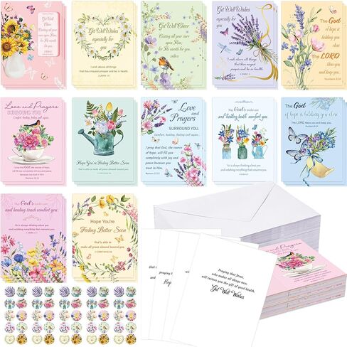 72 Pack Religious Get Well Cards with Envelopes Christian Get Well Soon Cards Bulk Religious Greeting Cards with Scripture Encouragement Floral and Landscape Blessing 4.5 x 6.2 Inch in Saudi Arabia