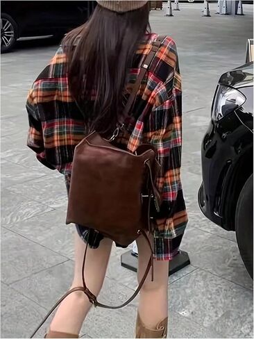 SHENHE Women's Plaid Button Down Shirt Oversized Shacket Long Sleeve Fall Casual Shirt in Saudi Arabia