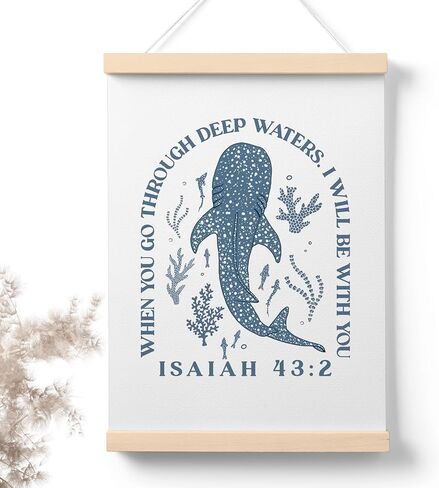 PaJiaNi Whale Shark Christian الحضانة جدار الفن ديكور لغرفة الأولاد، المحيط الحوت الكتاب المقدس جدار الفن، ملصق الديكور المسيحي لحضانة غرفة الأطفال الفصول الدراسية، 12x16 بوصة in Kuwait