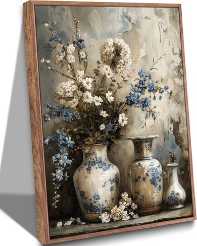 Framed Vintage Dragonfly Canvas Wall Art Whimsical Botanical Floral Picture Elegant Mid Century Natural Poster Prints Eclectic Insect Aesthetic Painting Wall Decor for Living Room Bedroom 8x10in in Kuwait