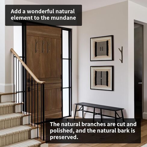 2Pcs Real Wood Tree Branch Double Wall Hooks, Farmhouse Rustic Decorative Wooden Without Bark Trunk Thickness 2cm-3cm with Screw in Kuwait