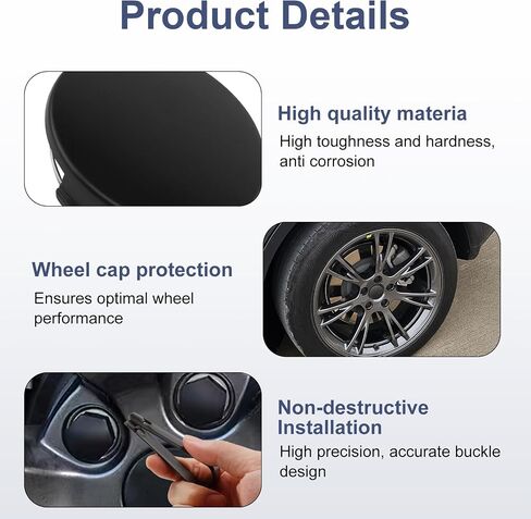طقم محور غطاء مركز العجلة للطراز Y Model 3، ملحقات غطاء حافة العجلة Hubcaps مع 4 أغطية مركزية + 20 غطاء صامولة + 1 حزمة ساحبة (أسود غير لامع) in Kuwait