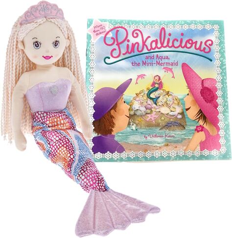Ganz Girls Mermaid Doll Shelly with Pinkalicious and Aqua, The Mini-Mermaid Book w/Stickers & Gift Tag for Girls who Love Mermaid Adventures in Kuwait