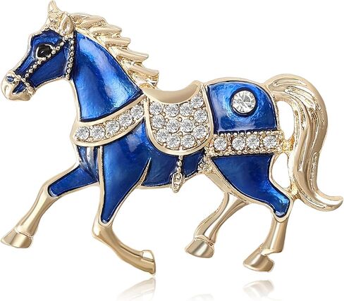 Galloping Horse Saddle Sparkly Mane Tail Brooch Pin For Women Men Statement Vintage Equestrian Red Blue Colors Jacket Scarf Dress Coat Accessory in Saudi Arabia