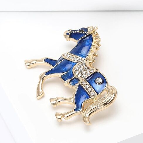Galloping Horse Saddle Sparkly Mane Tail Brooch Pin For Women Men Statement Vintage Equestrian Red Blue Colors Jacket Scarf Dress Coat Accessory in Saudi Arabia