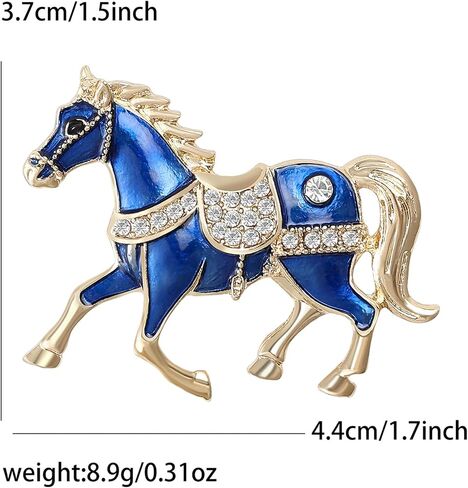 Galloping Horse Saddle Sparkly Mane Tail Brooch Pin For Women Men Statement Vintage Equestrian Red Blue Colors Jacket Scarf Dress Coat Accessory in Saudi Arabia