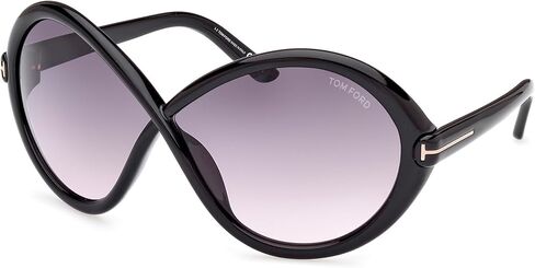 Tom Ford Sunglasses FT 1070 Jada 01B Shiny Black, t Logo/Gradient Smoke To P in Saudi Arabia