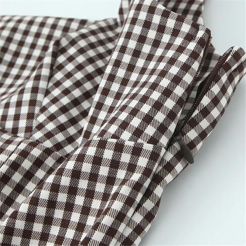 Women with Bow Plaid Backless Side Zipper Vest Vintage Straps Square Collar Tank Tops in Saudi Arabia