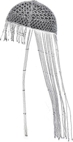 قبعة Arsimus Flapper زجاجية مطرزة بأهداب طويلة in Kuwait