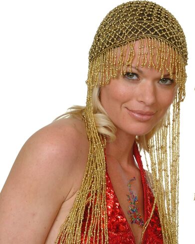 قبعة Arsimus Flapper زجاجية مطرزة بأهداب طويلة in Kuwait