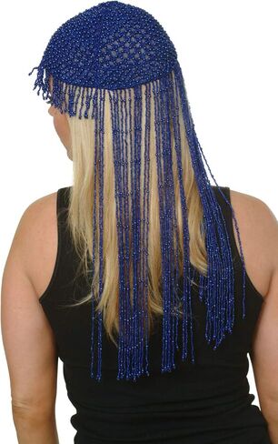 قبعة Arsimus Flapper زجاجية مطرزة بأهداب طويلة in Kuwait