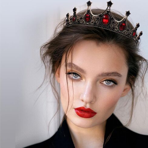تيجان سوداء من Beaupretty للنساء عصابة رأس على شكل تاج الزفاف من الكريستال الأسود لحفلات الزفاف وحفلات الهالوين وحفلات أعياد الميلاد in Kuwait