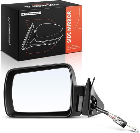 A-Premium Driver Side Manual Door Mirror Compatible with Jeep Cherokee 1984-1996, Comanche 1986-1992, Wagoneer 1984-1990 - Non-Heated Manual Folding Paintable Black Outside Rear View Mirror in Saudi Arabia