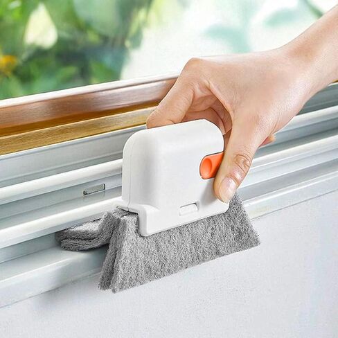 Window Track Cleaning Brush with Handle for Sliding Door Gaps Corners Tiles Sink Baseboards Blinds Crevices Use(White,2PCS) in Saudi Arabia