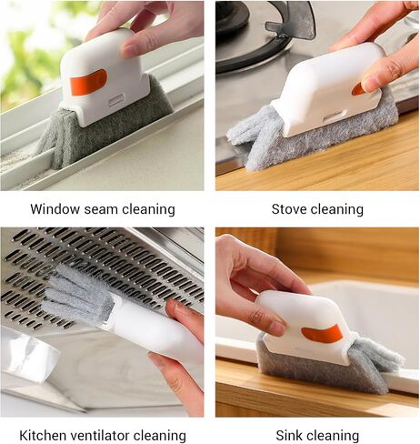 Window Track Cleaning Brush with Handle for Sliding Door Gaps Corners Tiles Sink Baseboards Blinds Crevices Use(White,2PCS) in Saudi Arabia