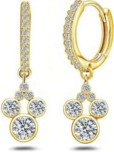 Mouse Hoop Earrings for Women Gold Plated Sterling Silver Mouse Dangle Earrings Sparkling CZ Lucky Cute Animal Earrings Fashion Hypoallergenic Princess Jewelry Gifts for Daughter Birthday in Saudi Arabia