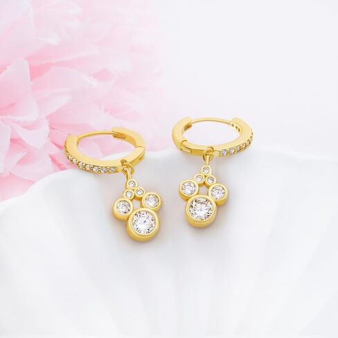 Mouse Hoop Earrings for Women Gold Plated Sterling Silver Mouse Dangle Earrings Sparkling CZ Lucky Cute Animal Earrings Fashion Hypoallergenic Princess Jewelry Gifts for Daughter Birthday in Saudi Arabia