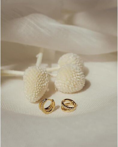 Gold Hoop Earrings for Women Trendy Gold Silver Plated Hypoallergenic Lightweight Huggie Earring Double Hoops Earrings Gifts in Saudi Arabia