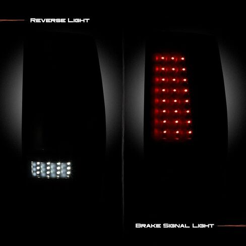 AKKON - يناسب 2007-2014 Chevy Suburban Tahoe GMC Yukon XL Full LED C-Tube DRL زوج مصابيح الفرامل الخلفية للجري باللون الأسود in Saudi Arabia