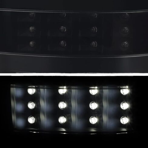 AKKON - يناسب 2007-2014 Chevy Suburban Tahoe GMC Yukon XL Full LED C-Tube DRL زوج مصابيح الفرامل الخلفية للجري باللون الأسود in Saudi Arabia