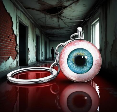 Gothic-style devil's eye keychain. Creepy eyeball keychain accessory. Suitable Halloween accessory for both men and women. in Saudi Arabia