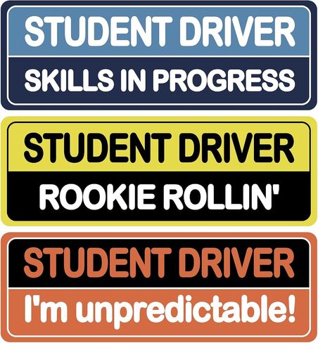 3Pcs Student Driver Magnet Sticker Reflective Magnetic 3 Styles Novice Attention Sign Rectangular Reusable Warning Bumper Magnetic Sticker Colorful for Car in Saudi Arabia