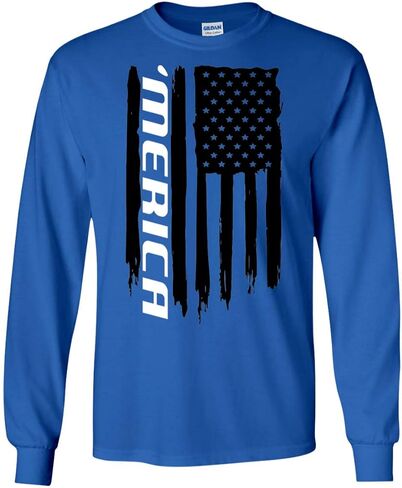 Men's 'Merica American Flag Long Sleeve T-Shirt in Saudi Arabia