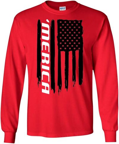 Men's 'Merica American Flag Long Sleeve T-Shirt in Saudi Arabia