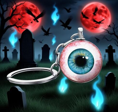 Gothic-style devil's eye keychain. Creepy eyeball keychain accessory. Suitable Halloween accessory for both men and women. in Saudi Arabia