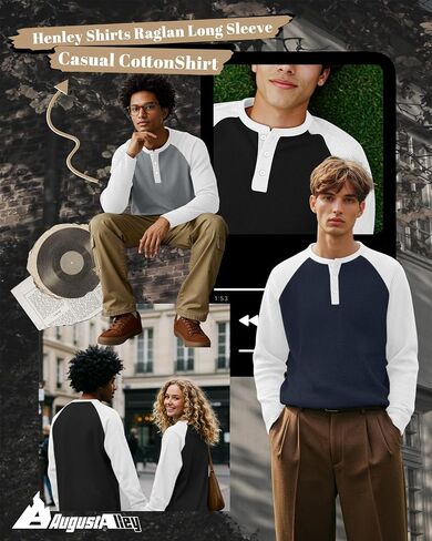 3 Pack Men's Waffle Henley Shirts Raglan Long Sleeve T-Shirts Casual Crewneck Regular Fit Baseball Tee in Kuwait