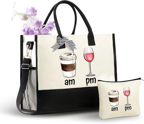 InnoBeta Wine Gifts for Women, Wine Lovers Gifts for Women Canvas Tote Bag, with Top Zipper Closure and Shoulder Strap for Birthday, Mother's Day, Christmas in Saudi Arabia