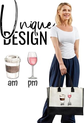 InnoBeta Wine Gifts for Women, Wine Lovers Gifts for Women Canvas Tote Bag, with Top Zipper Closure and Shoulder Strap for Birthday, Mother's Day, Christmas in Saudi Arabia