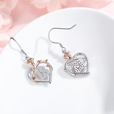 15th/ 16th/ 18th/ 50th/ 60th/ 80th Birthday Gifts for Women Daughter 925 Sterling Silver Love Heart Rose Flower Drop & Dangle Earrings Birthday Mothers Day Christmas Anniversary Graduation Jewelry in Saudi Arabia