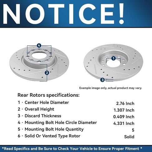 Detroit Axle - Rear Brake Kit for 2015-2017 Chrysler 200, 2014-2022 Jeep Cherokee w/Single Piston Calipers Replacement Drilled & Slotted Disc Brake Rotors Ceramic Brakes Pads: 10.95'' inch Rotor in Saudi Arabia